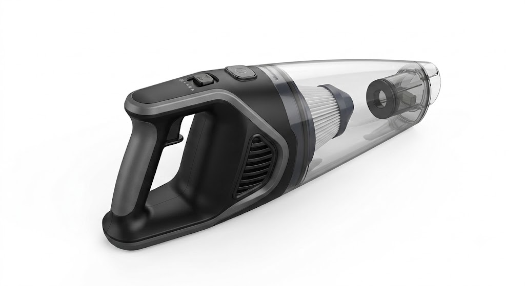 Aspiradora inalámbrica JB-109 vista trasera con botón de encendido